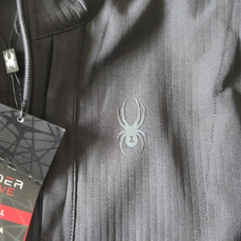 Spyder Active Men Black Full Zip Jacket Spider Logo Lightweight Performance - Picture 4 of 9